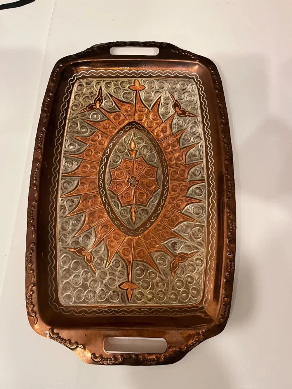 Tray - Erzincanlılar Turkish Copper Hand-Engraved Tray Vintage!